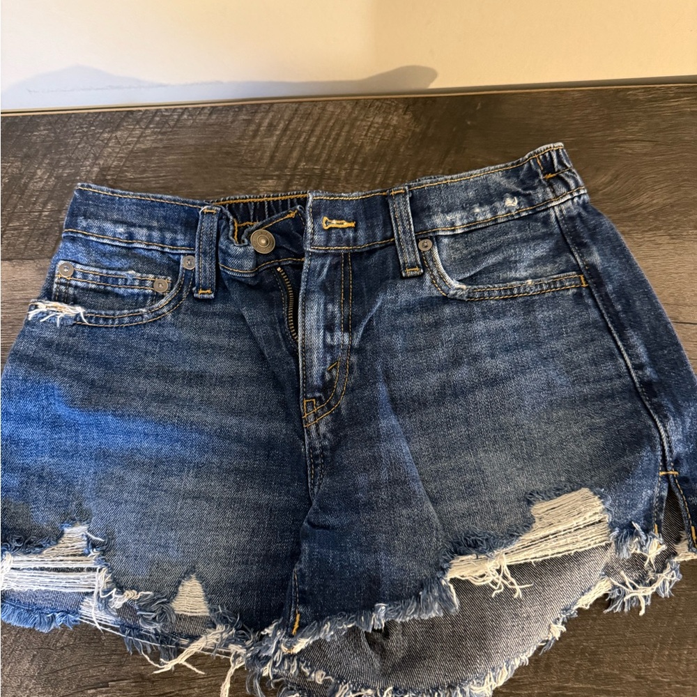 Aerie Blue Distressed Jean Shorts